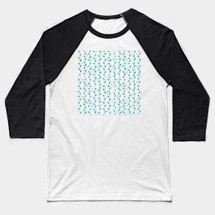 Watercolor Floral Vines Pattern - Neon Green & Light Blue Baseball T-Shirt